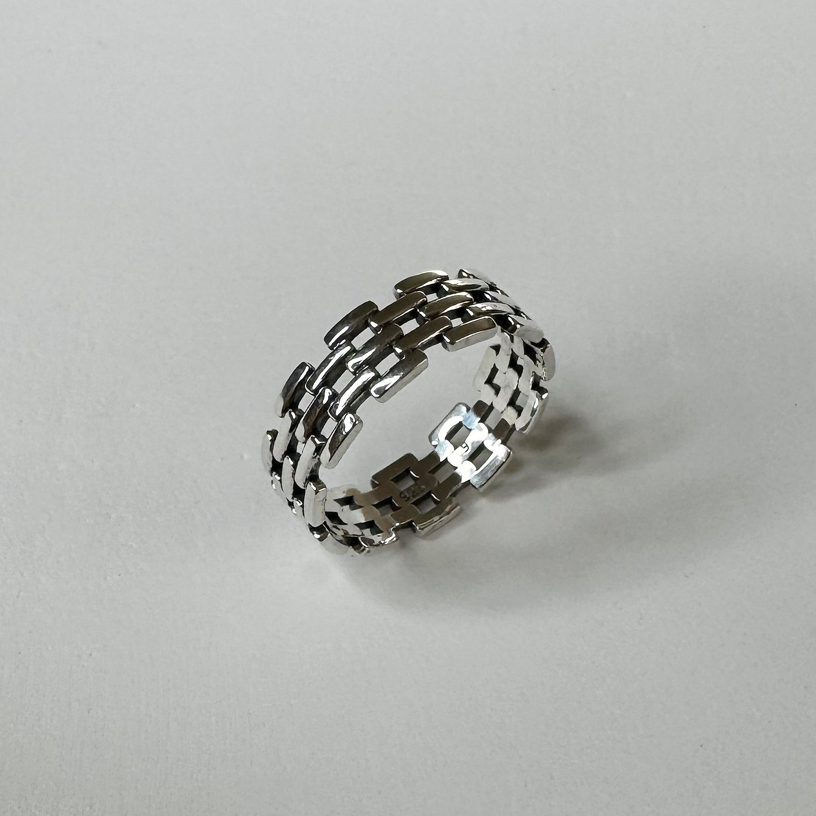 Top Side view of Brick Ring. This is a 925 sterling silver ring