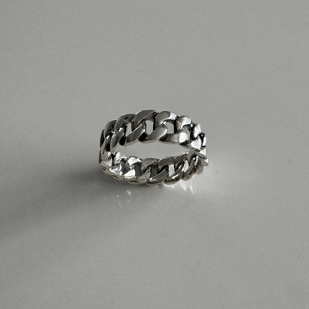 Top view of Cuban Ring in Silver