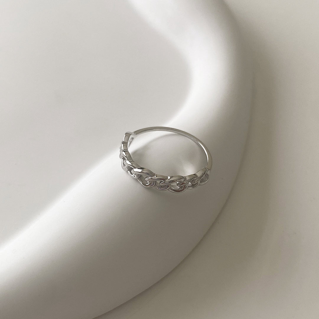 Half Chain Ring in 925 Sterling Silver with Rhodium Plating