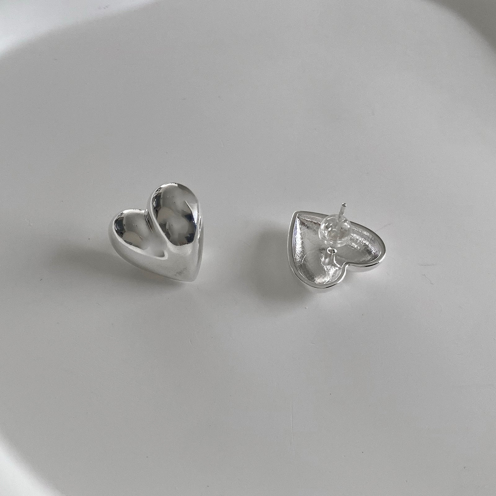 Silver Heart Shaped Earrings Studs - Yazzy's